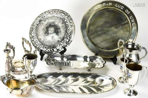 Lot of Silver Plate Serving Items Incl Judaica