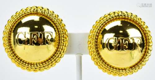 Pair Gia Franco Ferri Italian Button Clip Earrings