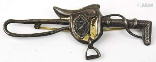 Vintage Sterling Silver Saddle & Crop Brooch Pin