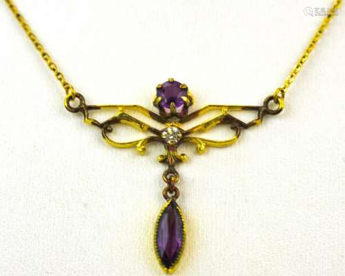 Antique Gold Filled Necklace w Art Nouveau Cameo
