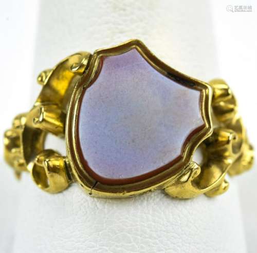 Antique 19th C 14k Gold Shield Signet Ring