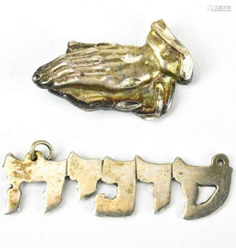 Vintage Sterling Pendants - Judaica & Praying Hand