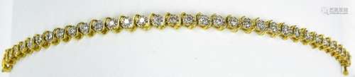 Estate 14kt Yellow Gold & Diamond Tennis Bracelet