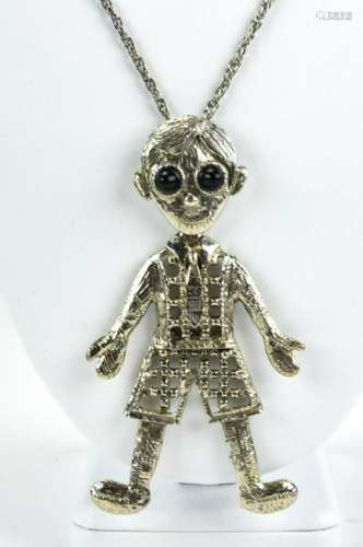 Vintage 17970s Articulated Boy Necklace Pendant