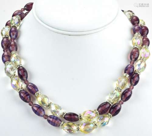 Vintage C 1955 Murano Glass Bead Necklace Strand