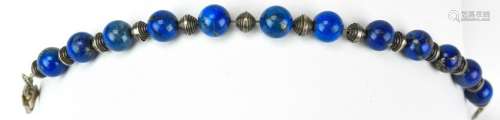 Vintage Sterling Silver Lapis Lazuli Bead Bracelet
