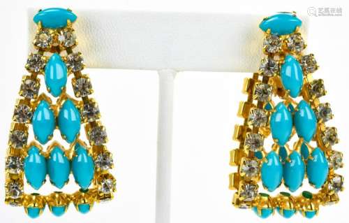 Pair Vintage Kenneth J Lane Faux Turquoise Earring