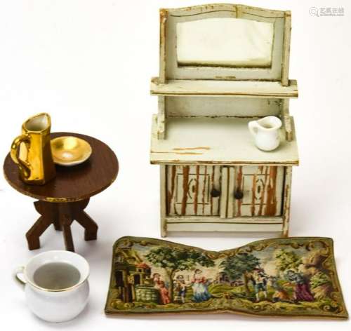 Collection of Antique Dollhouse Furniture & Minis