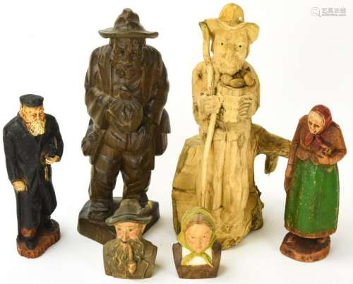 Collection of Hand Carved Figural Statues