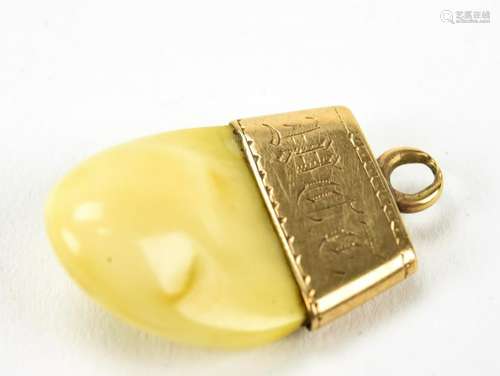 Antique C 1911 Elk Tooth & 14kt Gold Pendant