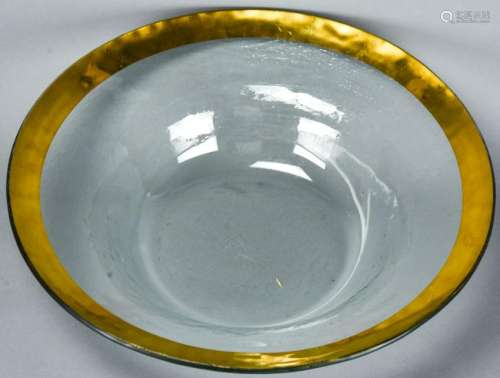Signed Vintage Annie Glass  Antiqued Gold Rim