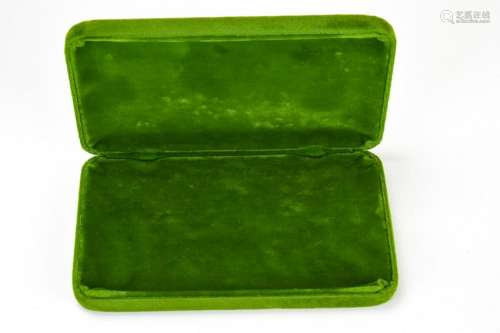 Large Antique Green Velvet Jewelry Display Box