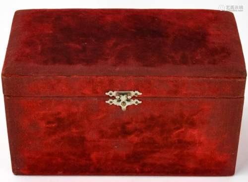 Antique 19th Century Red Velvet Jewelry Box