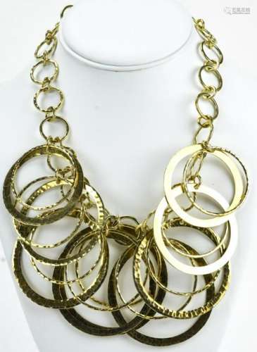 Vintage 1980s Vermeil Sterling Multi Ring Necklace