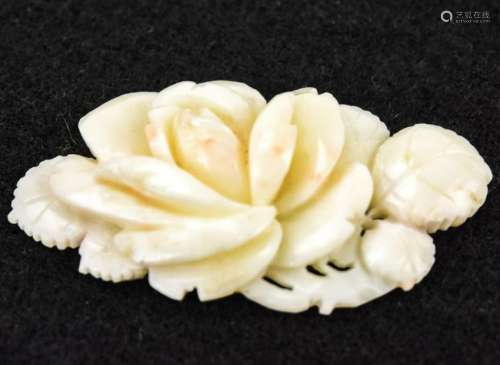 Estate Hand Carved Angel Skin Coral Flower Pendant