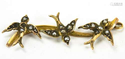 Antique English Yellow Gold Swallow Bird Pendant
