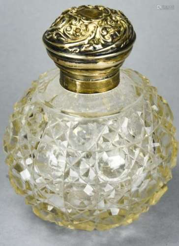Antique English Sterling & Crystal Perfume Bottle