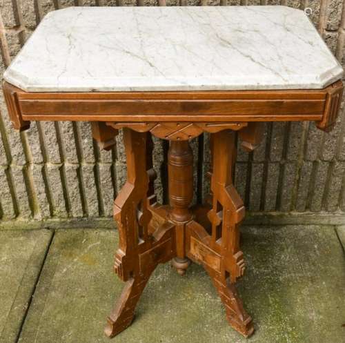 Aesthetic Movement Carved Marble Top Parlor Table