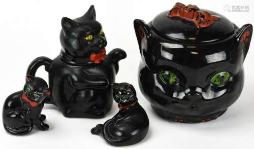 Vintage Porcelain Black Cat / Halloween Pottery