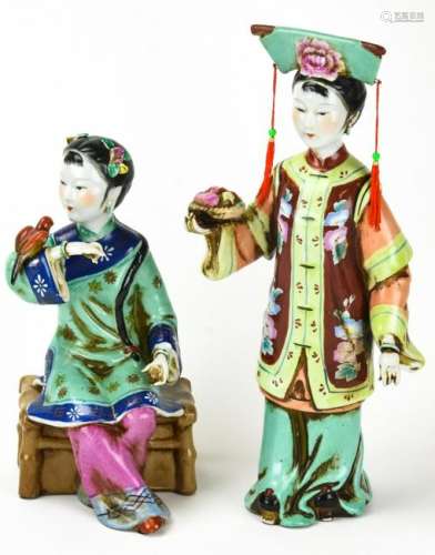 Pair Porcelain Chinese Young Women Figurines