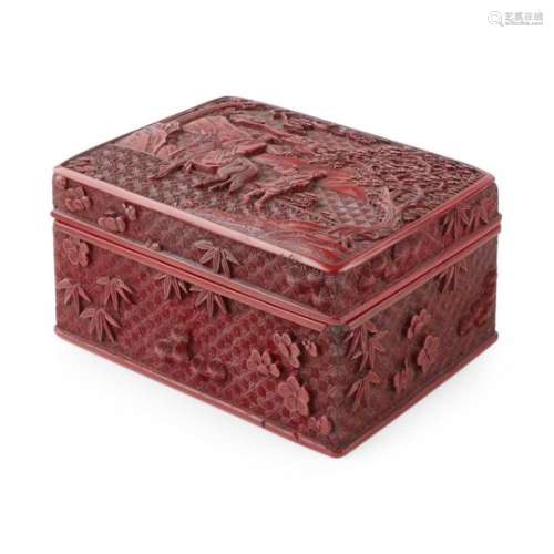 CINNABAR LACQUER RECTANGULAR BOX AND COVER QING DYNASTY, 19TH CENTURY