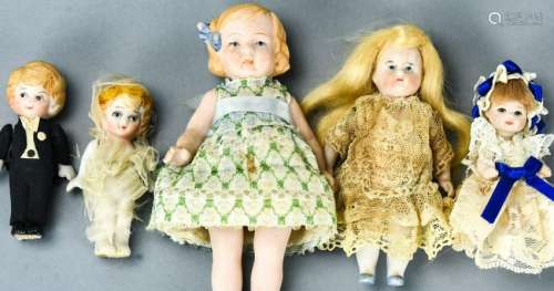 Collection Small Vintage Bisque Jointed Dolls