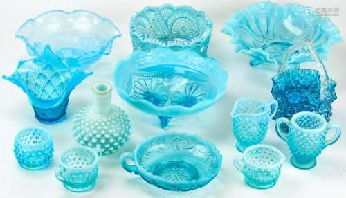 Vintage Blue / White Hobnail Glass Collection