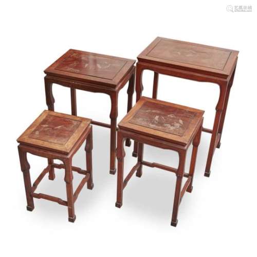 SET OF FOUR HONGMU NESTING TABLES QING DYNASTY, 18TH-19TH CENTURY