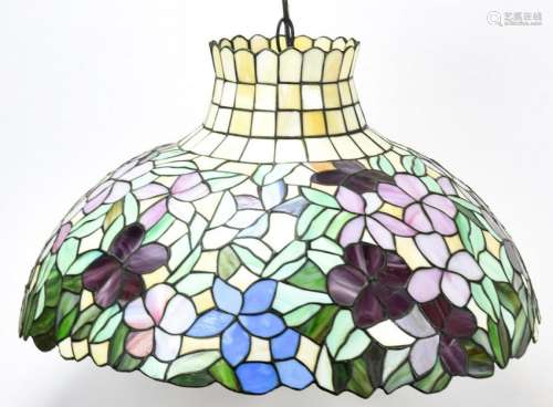 Vintage Tiffany Style Stained Glass Pendant Light