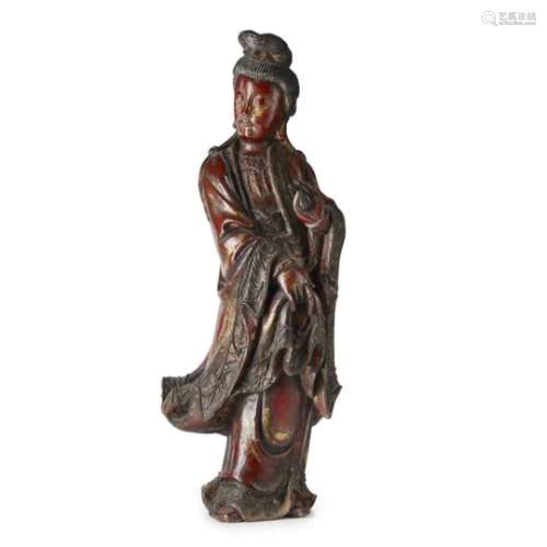 LACQUERED WOOD FIGURE OF GUANYIN QING DYNASTY, 18TH-19TH CENTURY