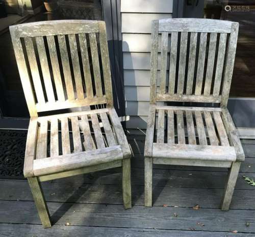 Pair of Teak Wood Outdoor / Garden Chairs