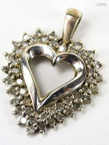 Sterling Silver & Diamond Heart Necklace Pendant