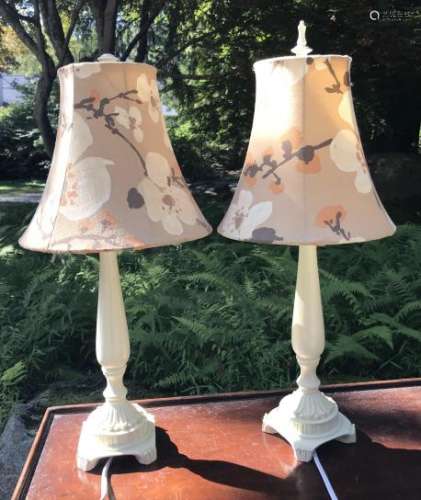 Pair of Contemporary Candlestick Form Table Lamps