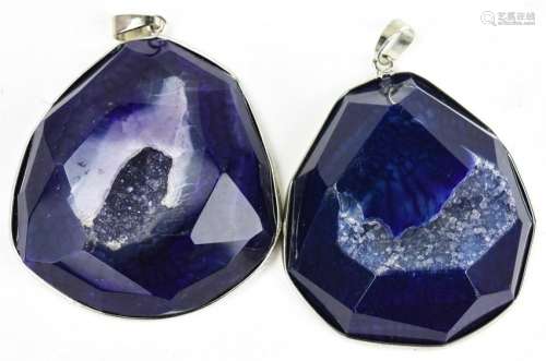 Two Necklace Pendants Made w Druzy Crystals