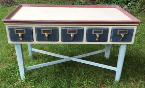 Hand Painted Library Card Catalog Coffee Table