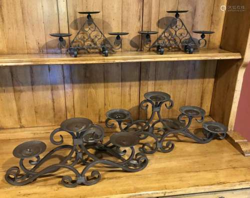 Group of Four Wrought Iron Candelabras