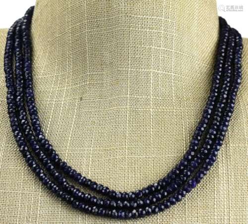 Handmade Multi Strand Synthetic Sapphire Necklace