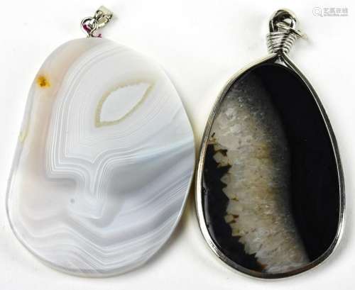 Two Necklace Pendants Made w Specimen Agate
