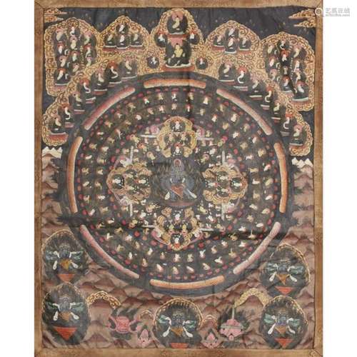 THANGKA DEPICTING VAJRAKILAYA MANDALA QING DYNASTY, 19TH CENTURY