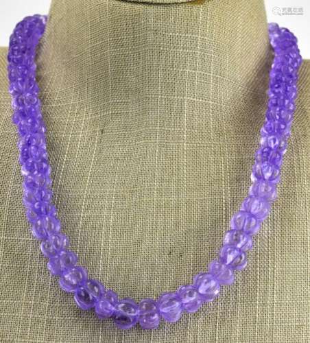 Indian Style Necklace w Hand Carved Sapphire Beads