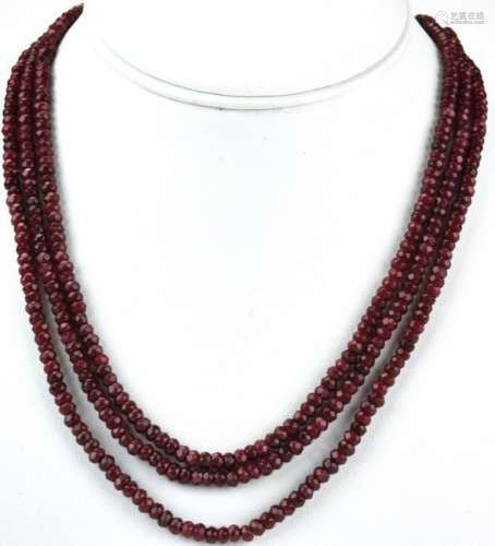 Handmade Multi Strand Synthetic Ruby Necklace