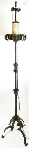 Wrought Iron and Tole Hand Painted Standing Lamp