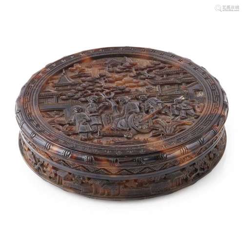 TORTOISESHELL CIRCULAR BOX AND COVER QING DYNASTY, 19TH CENTURY