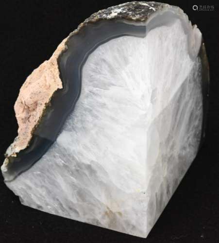 Natural Geode Specimen Quartz  White and Gray