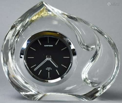 Sasaki Sunform Modernist Crystal Mantel Clock