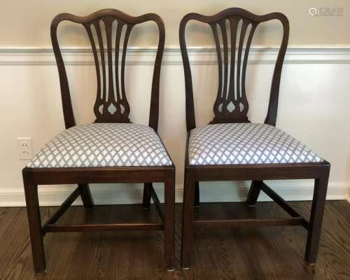 Pair of Hepplewhite Carved Dining Chairs