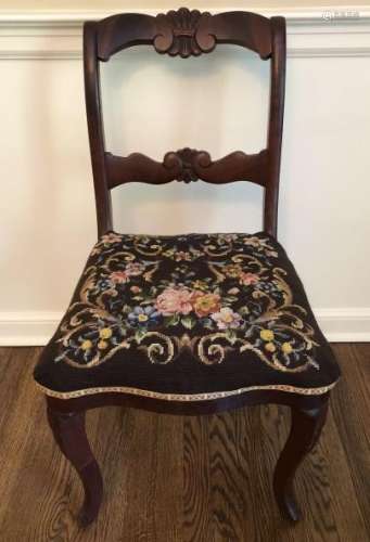 Victorian Carved Needlepoint Chair