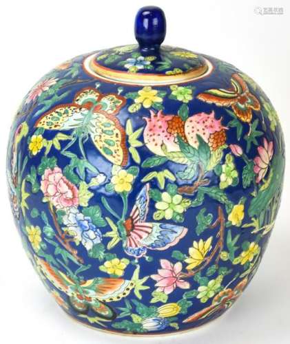 Chinese Porcelain Butterfly Ginger Jar - Signed