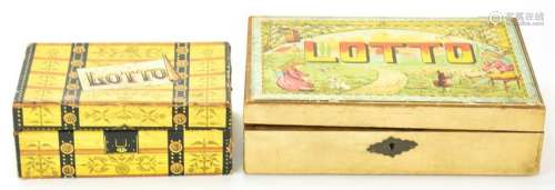 Antique 19th C Lotto Game Box & Vintage Lotto Game