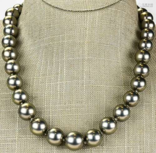 Mother of Pearl Shell & Rhinestone Clasp Necklace